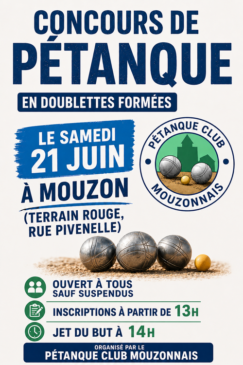 Concours de pétanque en Doublette - Mouzon