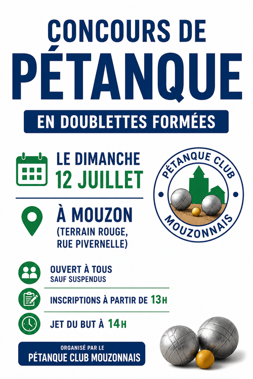 Concours de pétanque en Doublette - Mouzon