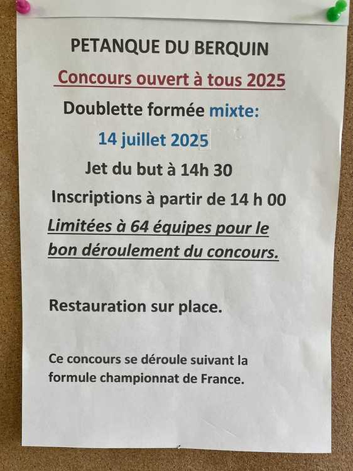 Concours de pétanque en Doublette Mixte - Neuf-Berquin