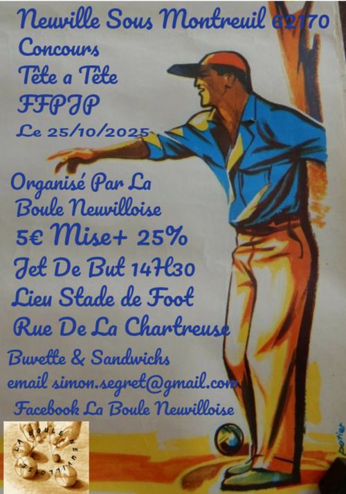 Concours de pétanque en Tête à tête - Neuville-sous-Montreuil