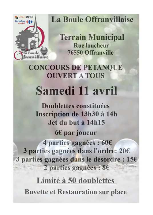 Concours de pétanque en Doublette - Offranville