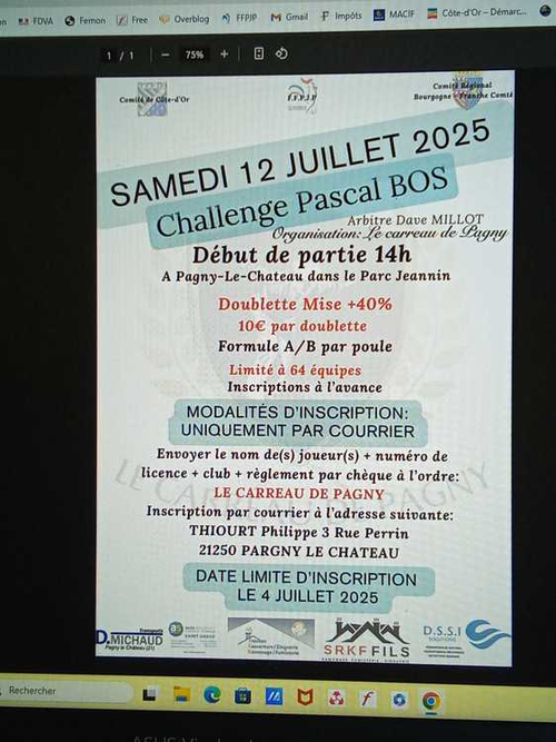 Concours de pétanque en Doublette - Départemental - Pagny-le-Château