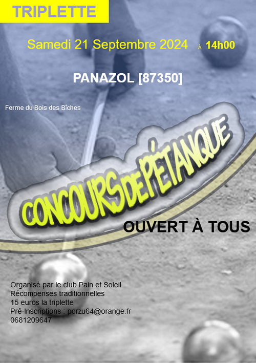 Concours de pétanque en Triplette - Panazol