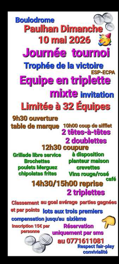 Concours de pétanque en Triplette - Paulhan