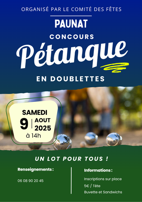 Concours de pétanque en Doublette - Paunat