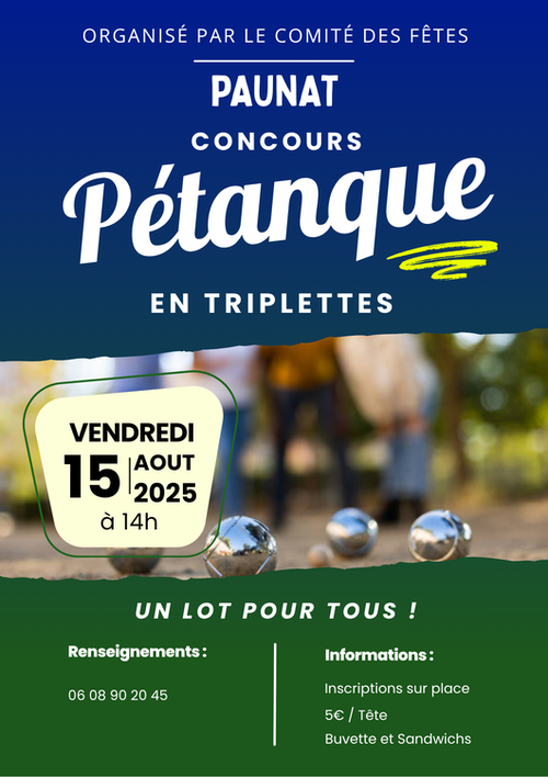 Concours de pétanque en Triplette - Paunat