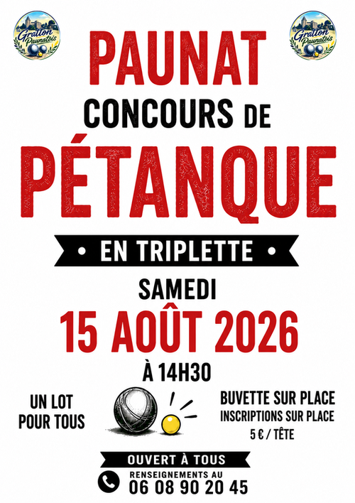 Concours de pétanque en Triplette - Paunat
