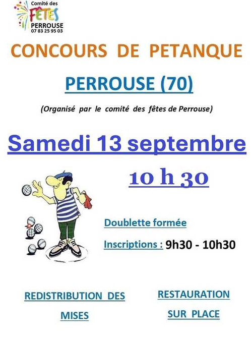 Concours de pétanque en Doublette - Perrouse