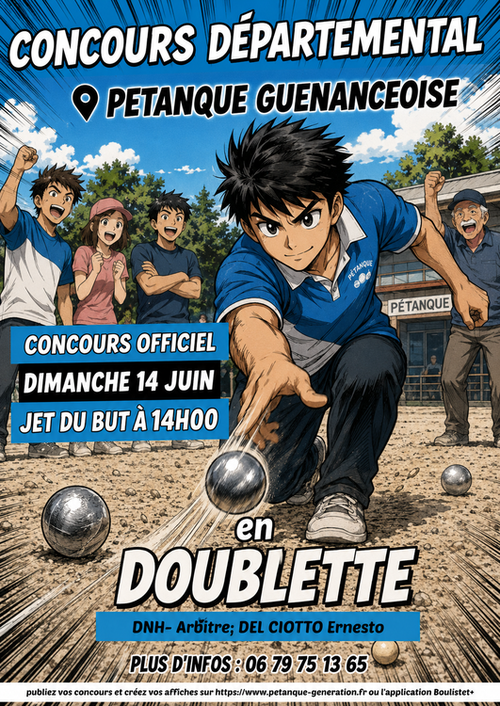 Concours de pétanque en Doublette - Départemental - PETANQUE GUENANGEOISE