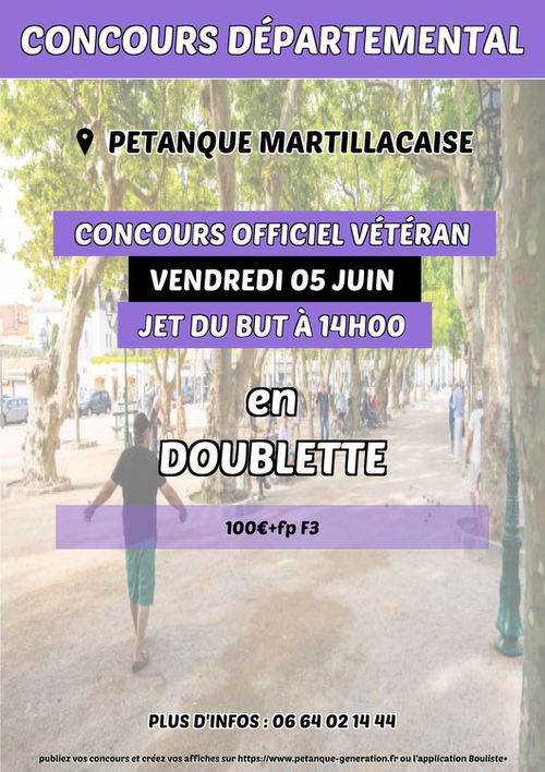 Concours de pétanque en Doublette - Départemental - Petanque Martillacaise