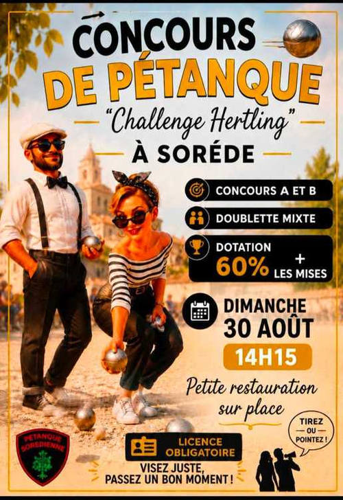 Concours de pétanque en Doublette Mixte - Départemental - Petanque Sorédienne