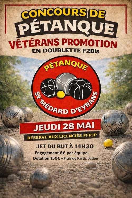 Concours de pétanque en Doublette - Départemental - petanque st medard d'eyrans