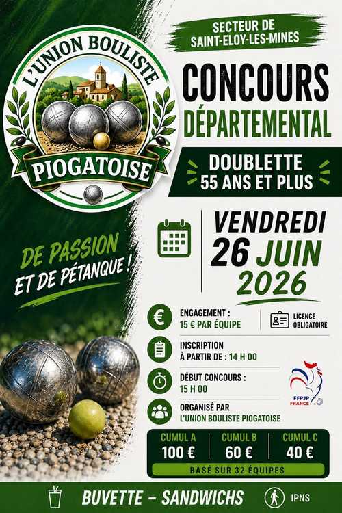 Concours de pétanque en Doublette - Départemental - PIOGAT