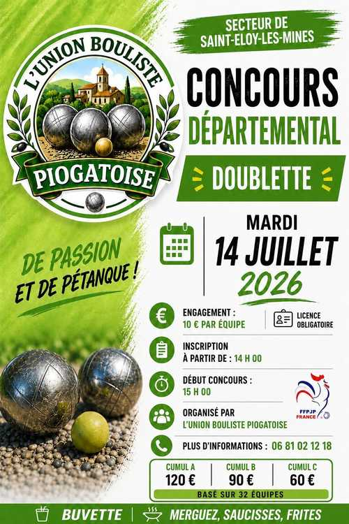 Concours de pétanque en Doublette - Départemental - PIOGAT