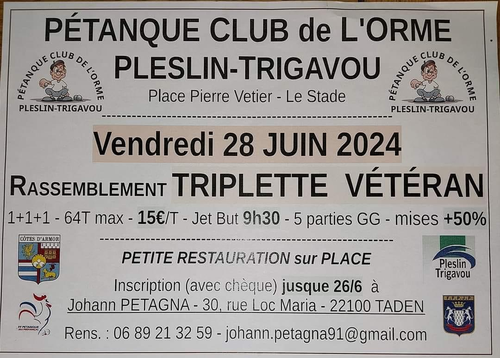 Concours de pétanque en Triplette - Départemental - Pleslin-Trigavou