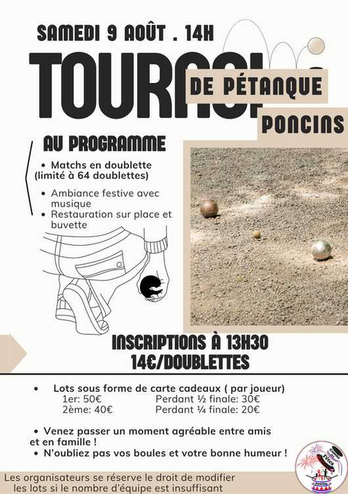 Concours de pétanque en Doublette - Poncins