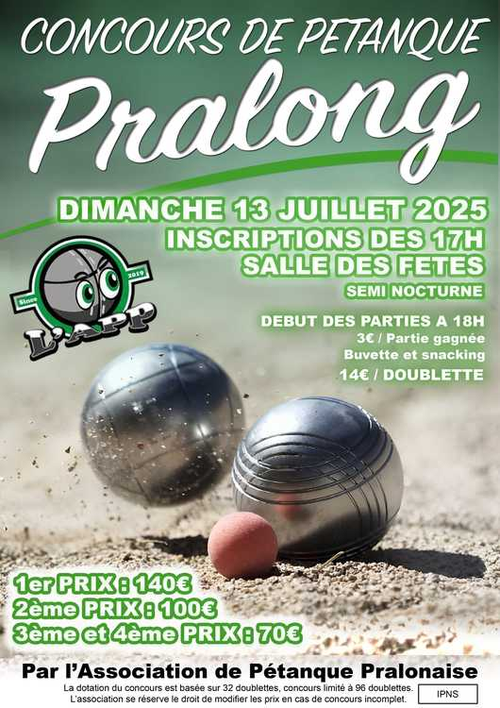 Concours de pétanque en Doublette - Pralong