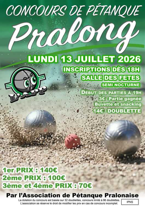 Concours de pétanque en Doublette - Pralong