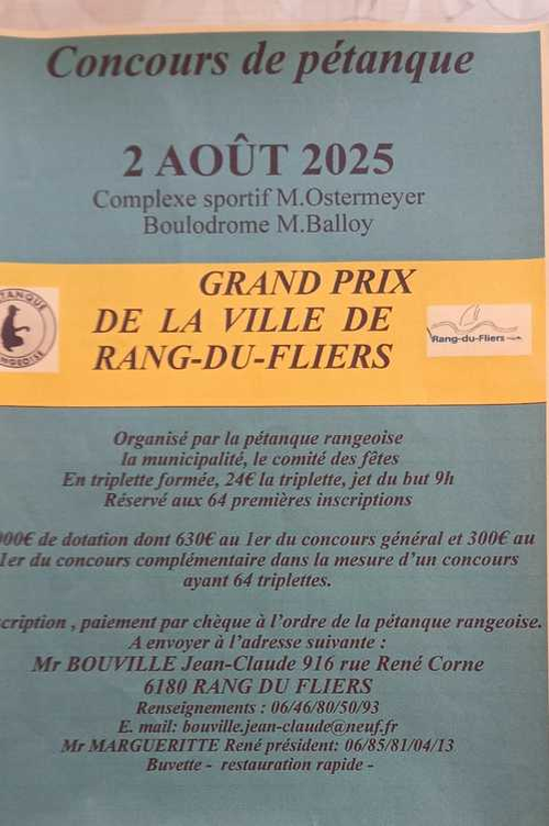 Concours de pétanque en Triplette - Rang-du-Fliers