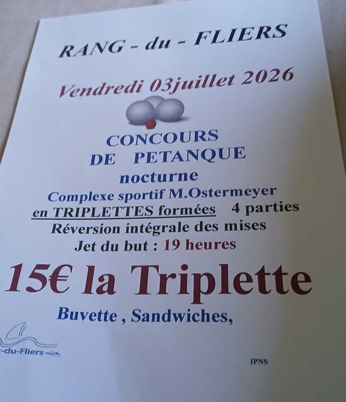 Concours de pétanque en Triplette - Rang-du-Fliers