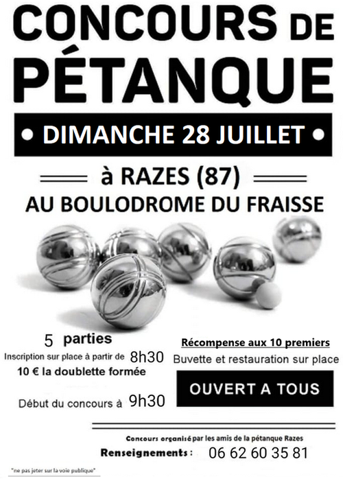 Concours de pétanque en Doublette - Razès