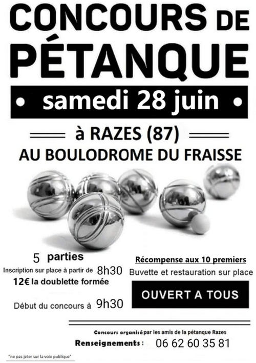 Concours de pétanque en Doublette - Razès