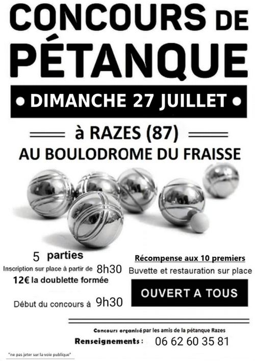 Concours de pétanque en Doublette - Razès