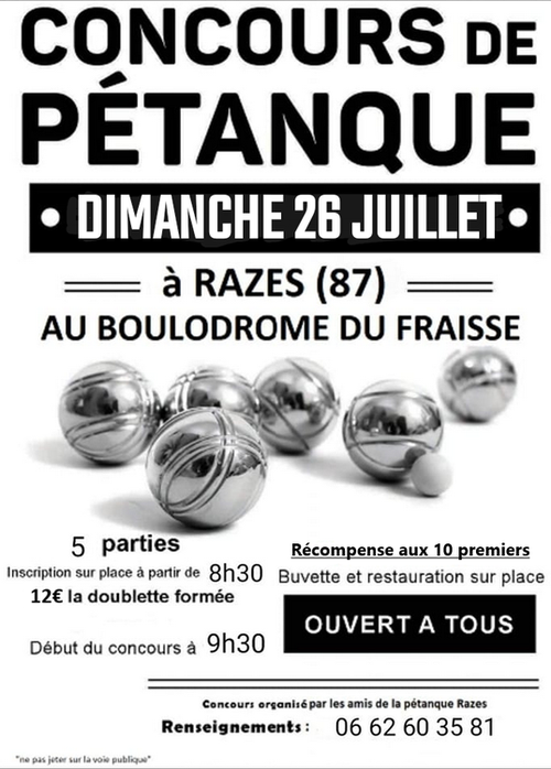 Concours de pétanque en Doublette - Razès