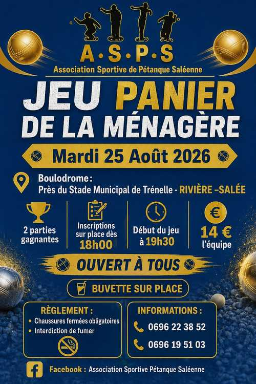 Concours de pétanque en Doublette - Rivière-Salée