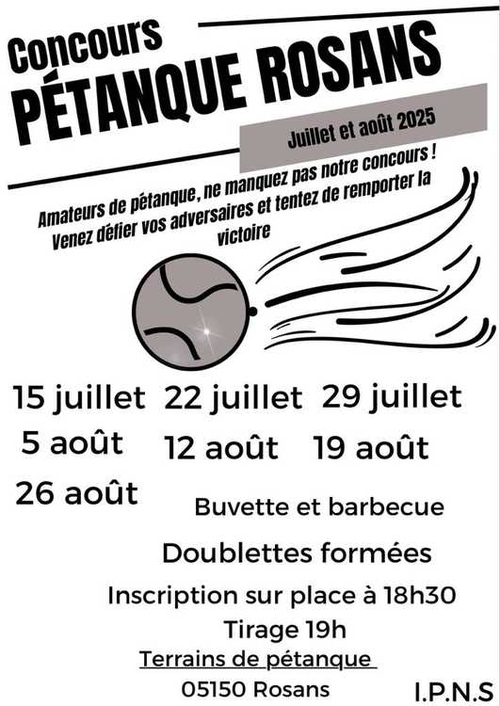 Concours de pétanque en Doublette - Rosans