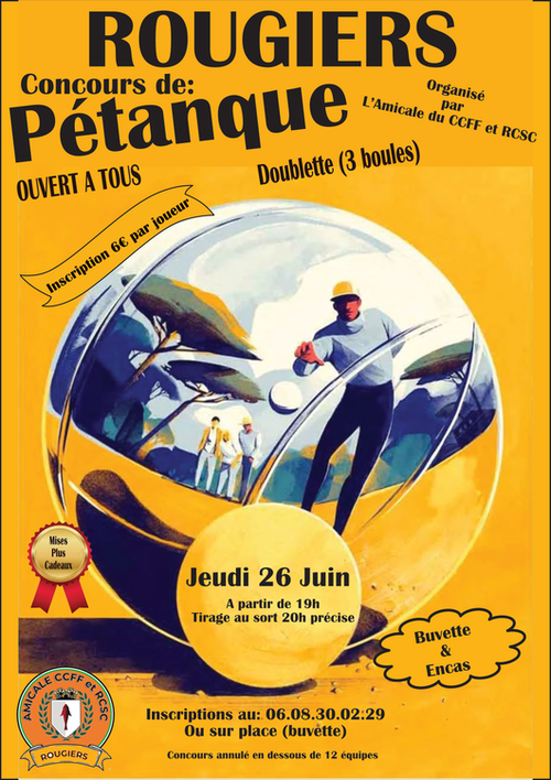 Concours de pétanque en Doublette - Rougiers