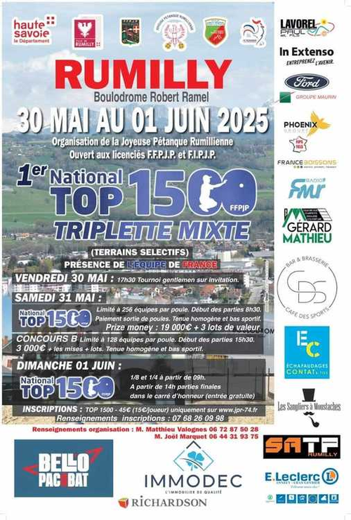 Concours de pétanque en Triplette Mixte - National TOP 1000 et + - Rumilly