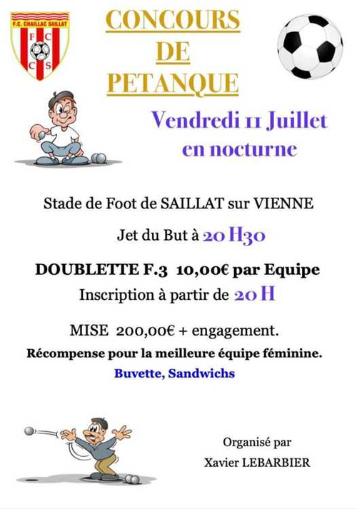 Concours de pétanque en Doublette - Saillat-sur-Vienne