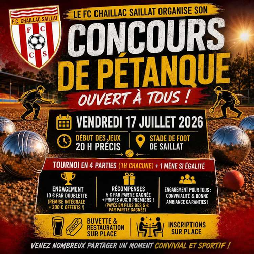 Concours de pétanque en Doublette - Saillat-sur-Vienne