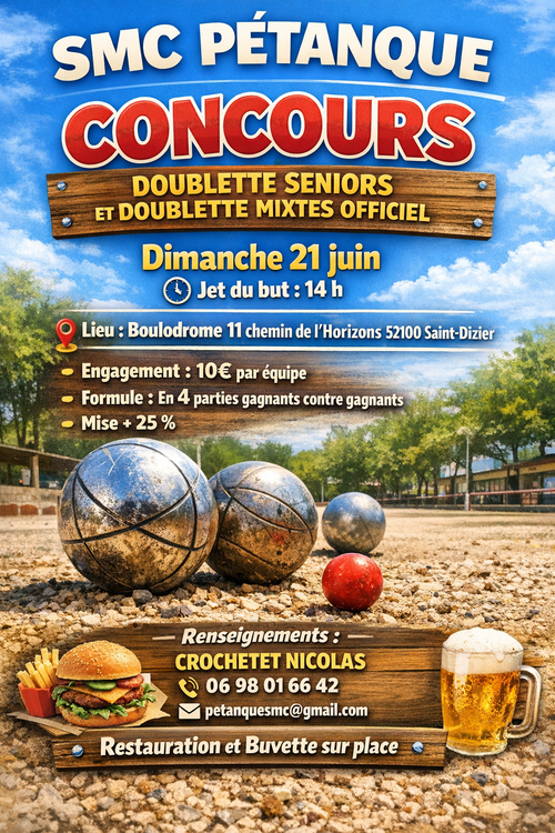 Concours de pétanque en Doublette - Départemental - Saint-Dizier