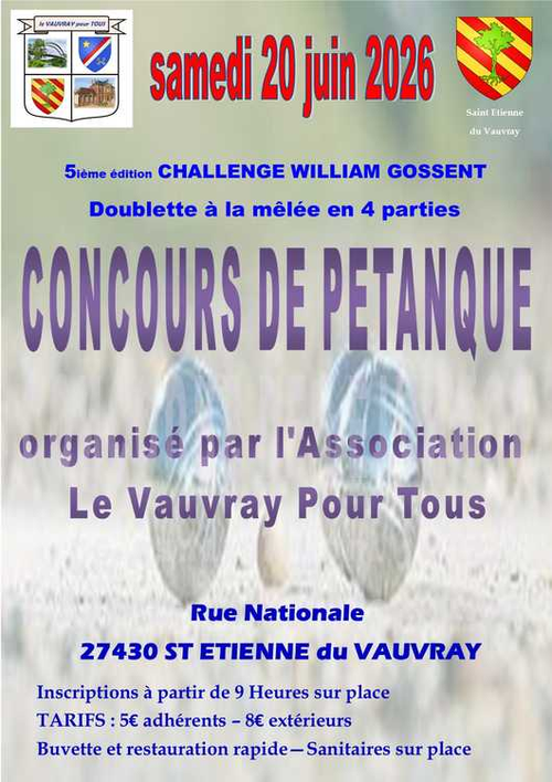 Concours de pétanque en Doublette - Saint-Étienne-du-Vauvray