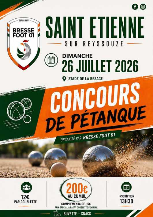 Concours de pétanque en Doublette - Saint-Étienne-sur-Reyssouze