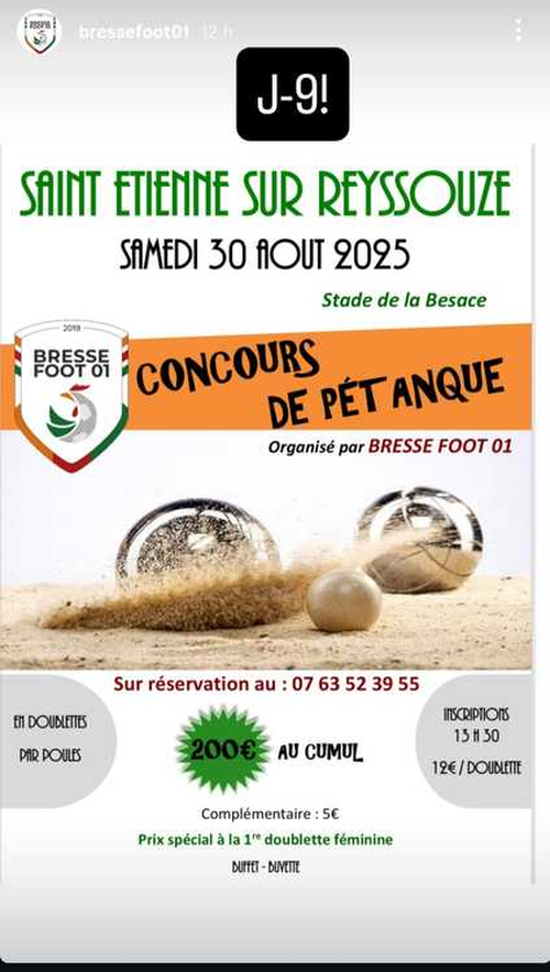 Concours de pétanque en Doublette - Saint-Étienne-sur-Reyssouze