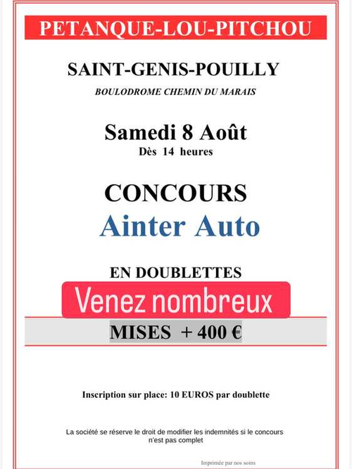 Concours de pétanque en Doublette - Saint-Genis-Pouilly