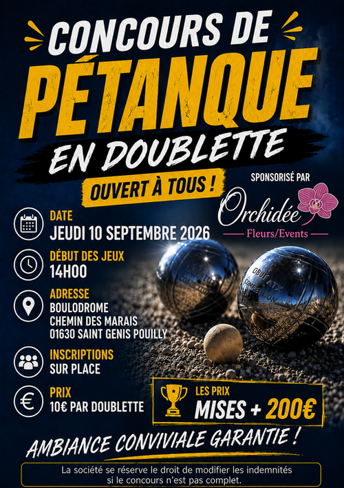 Concours de pétanque en Doublette - Saint-Genis-Pouilly
