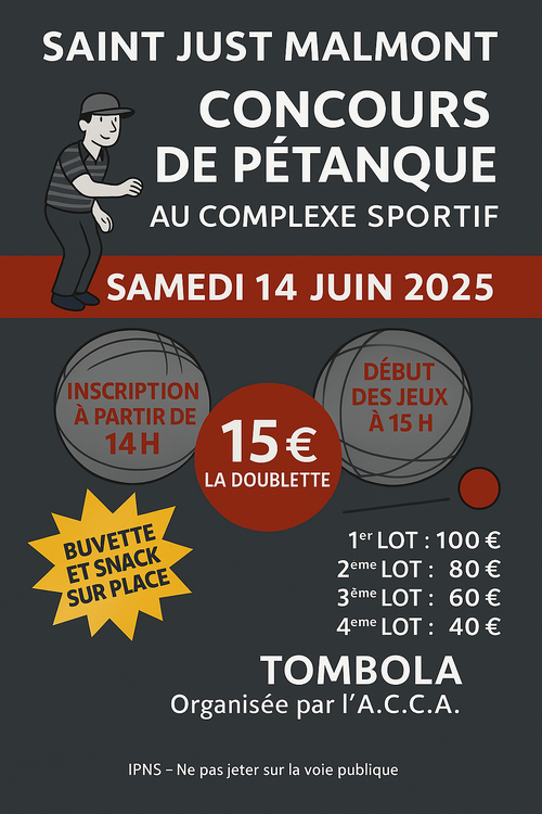 Concours de pétanque en Doublette - Saint-Just-Malmont