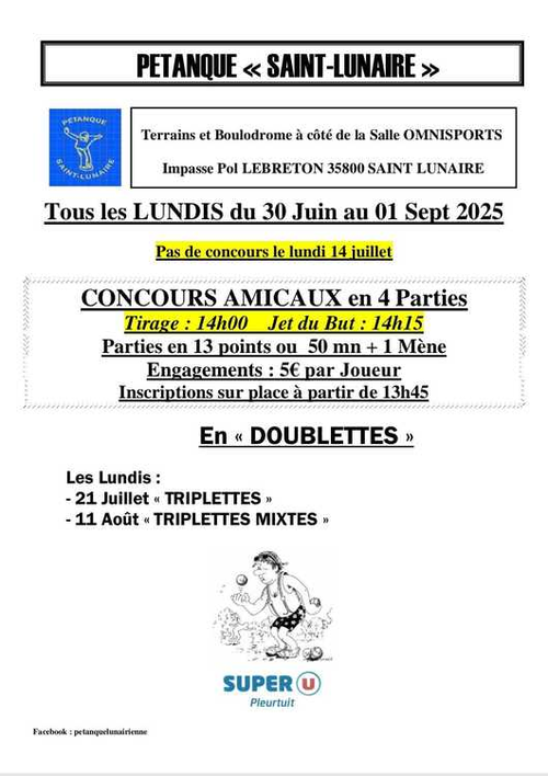 Concours de pétanque en Doublette - Saint-Lunaire