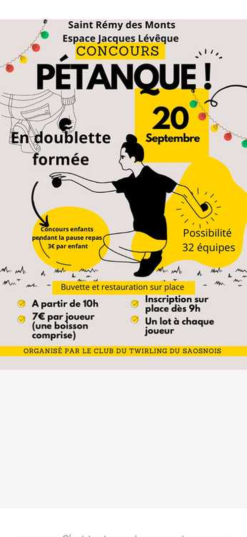 Concours de pétanque en Doublette - Saint-Rémy-des-Monts