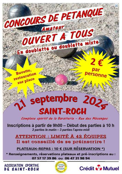 Concours de pétanque en Doublette Mixte - Saint-Roch