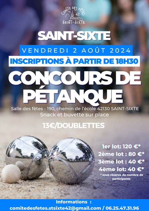 Concours de pétanque en Doublette - Saint-Sixte