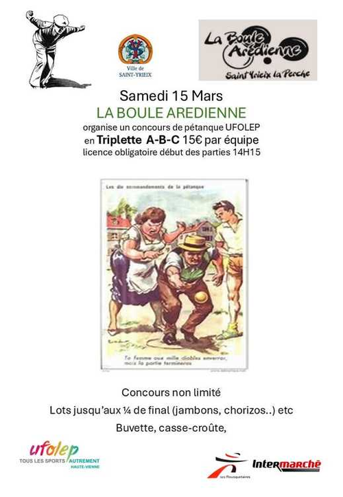 Concours de pétanque en Triplette - Départemental - Saint-Yrieix-la-Perche