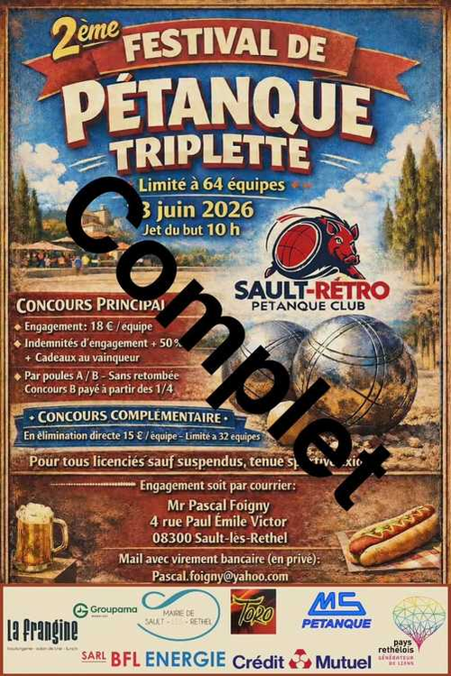 Concours de pétanque en Triplette - Championnat Départemental - Sault-Retro-Pétanque Club