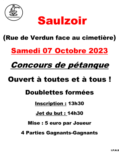 Concours de pétanque en Doublette - Saulzoir