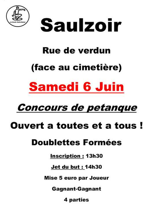 Concours de pétanque en Doublette - Saulzoir