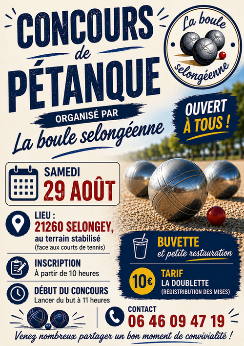 Concours de pétanque en Doublette - Selongey